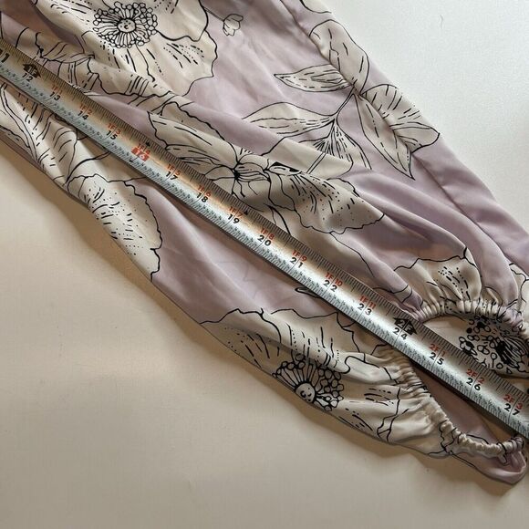 Victoria's Secret Womens Small One Piece Jumpsuit Purple Floral Satin Tie Straps - Picture 10 of 10